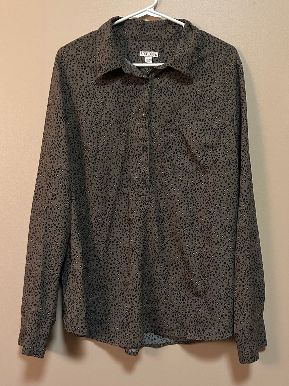 Merona Gray Leopard-Print Button Front Shirt
